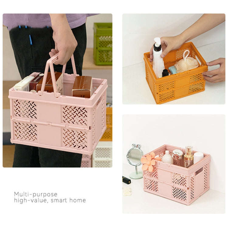 Stacking Folding Storage Baskets Home Kitchen Storage Bin Organizer With Handle 24.4 x 18 x 1.4cm...