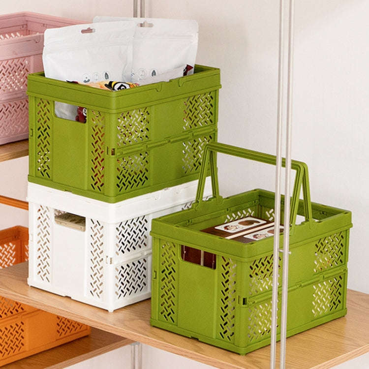 Stacking Folding Storage Baskets Home Kitchen Storage Bin Organizer With Handle 24.4 x 18 x 1.4cm...