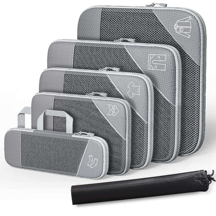 6 In 1 Compression Mesh Travel Cubes Clothes Underwear Packing Bags(Gray)