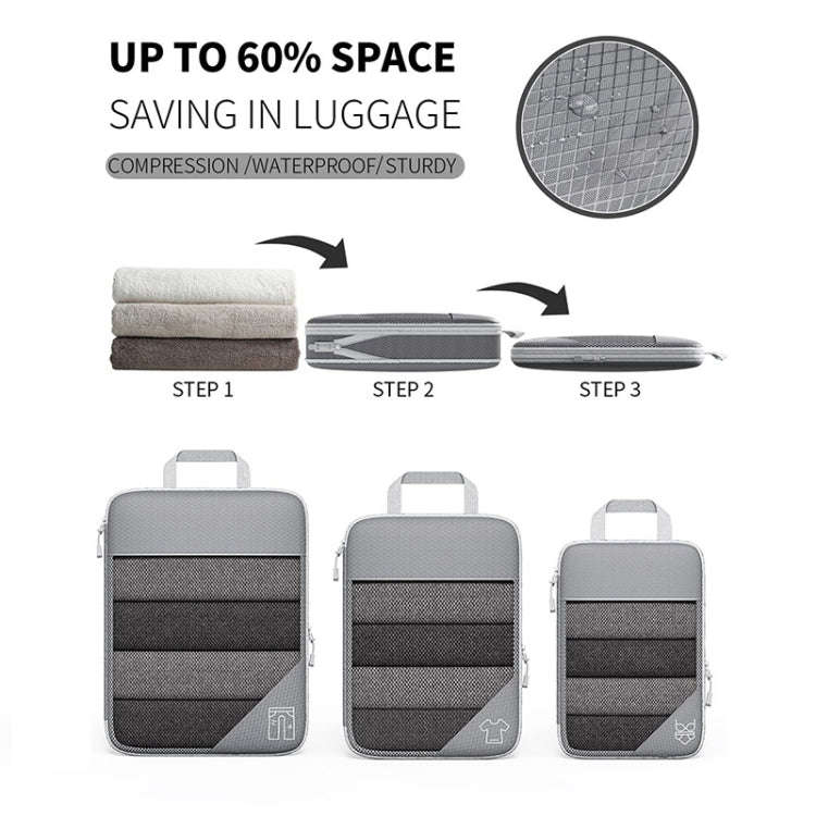 6 In 1 Compression Mesh Travel Cubes Clothes Underwear Packing Bags(Gray)