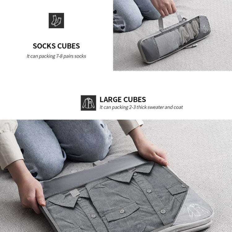 6 In 1 Compression Mesh Travel Cubes Clothes Underwear Packing Bags(Gray)