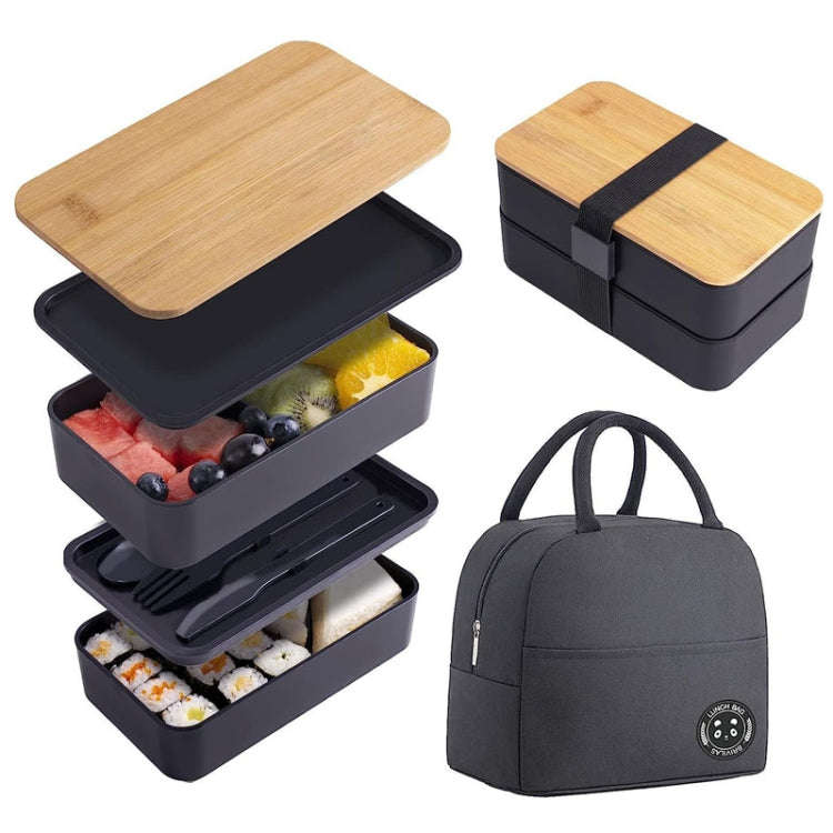 1200ml Portable Compartment Insulated Double Layer Lunch Box Microwavable Plastic Food Container,...