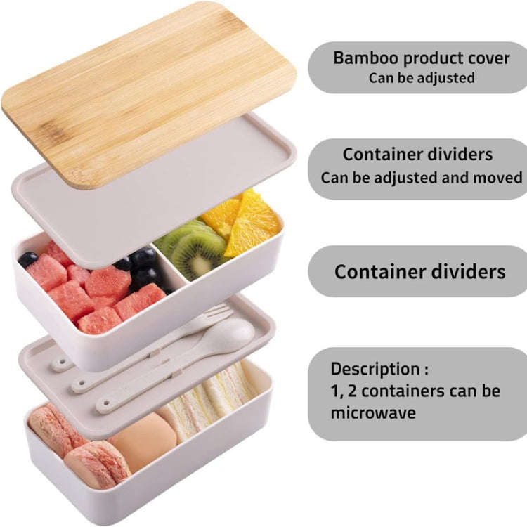 1200ml Portable Compartment Insulated Double Layer Lunch Box Microwavable Plastic Food Container,...