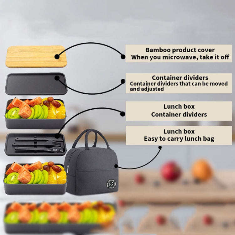 1200ml Portable Compartment Insulated Double Layer Lunch Box Microwavable Plastic Food Container,...