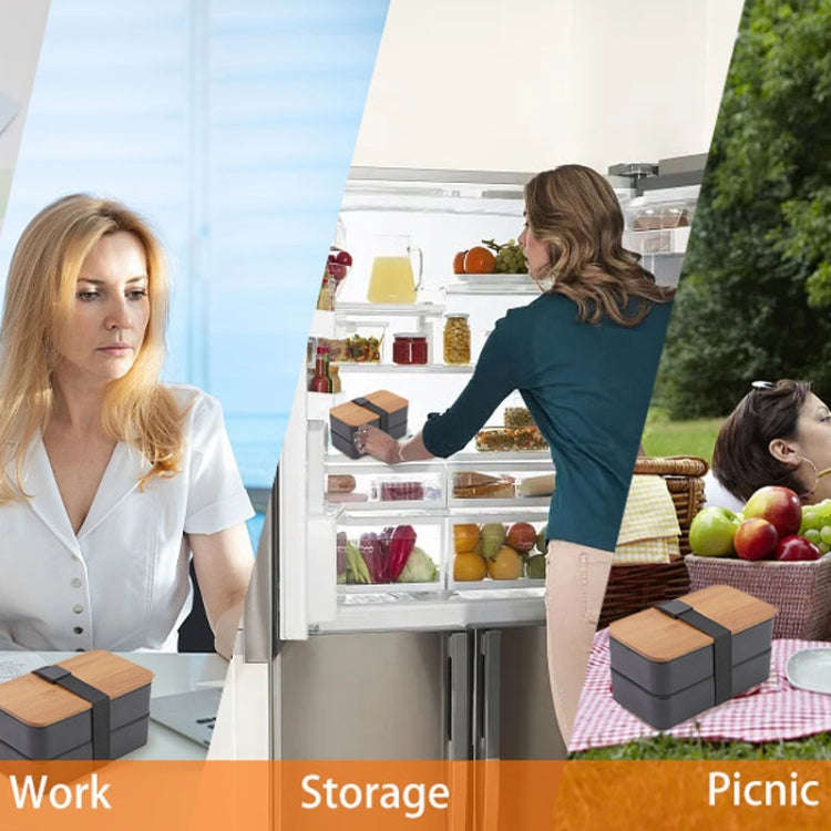 1200ml Portable Compartment Insulated Double Layer Lunch Box Microwavable Plastic Food Container,...