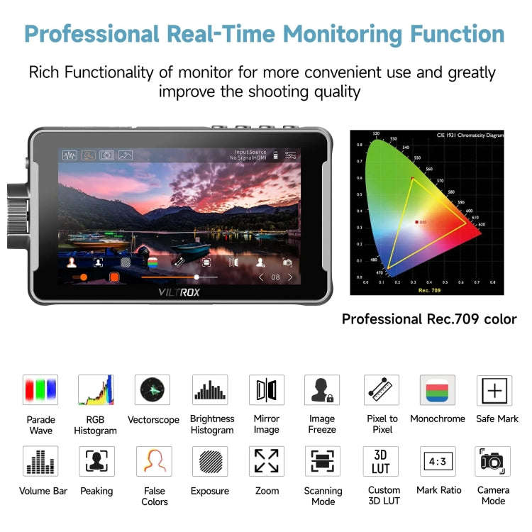 VILTROX DC550 Button Model 5.5 Inch Camera Studio Monitors 4K HDMI 3D LUT Director Monitor