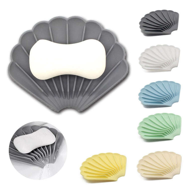 15x12.5x1.5cm Drainable Silicone Soap Box No Hole Deflector Soap Dish Shell Shape Non-Slip Soap H...