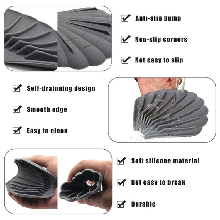 15x12.5x1.5cm Drainable Silicone Soap Box No Hole Deflector Soap Dish Shell Shape Non-Slip Soap H...