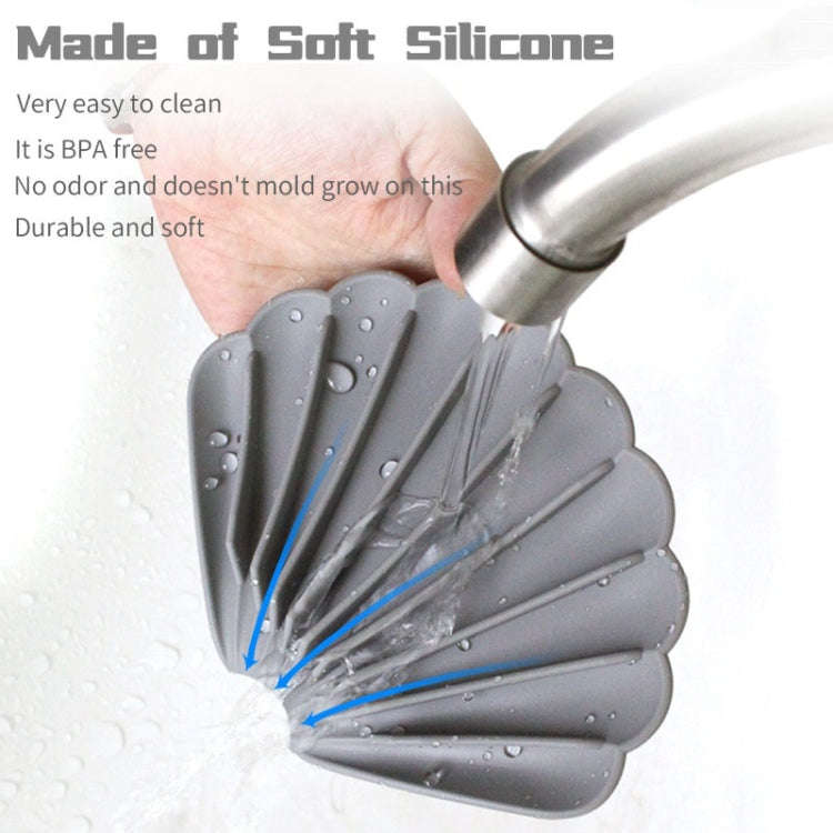 15x12.5x1.5cm Drainable Silicone Soap Box No Hole Deflector Soap Dish Shell Shape Non-Slip Soap H...