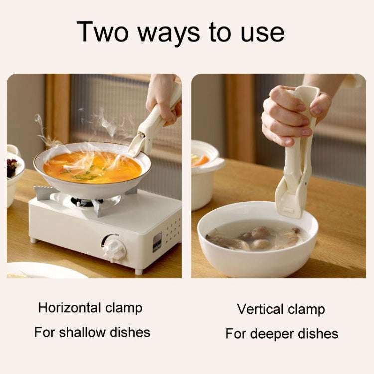 FaSoLa Household Anti-Scald Dish Clip Kitchen Non-Slip Insulated Plate Holder(Beige)