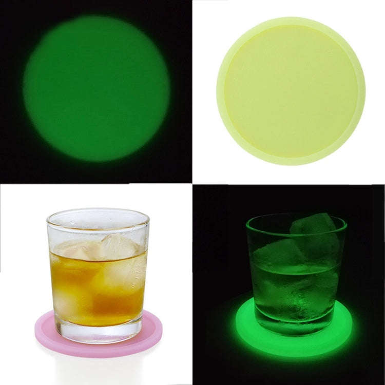 Round Luminous Silicone Coaster Thermal Insulation Cushion Anti-Scald Glowing Coffee Coasters(Yel...