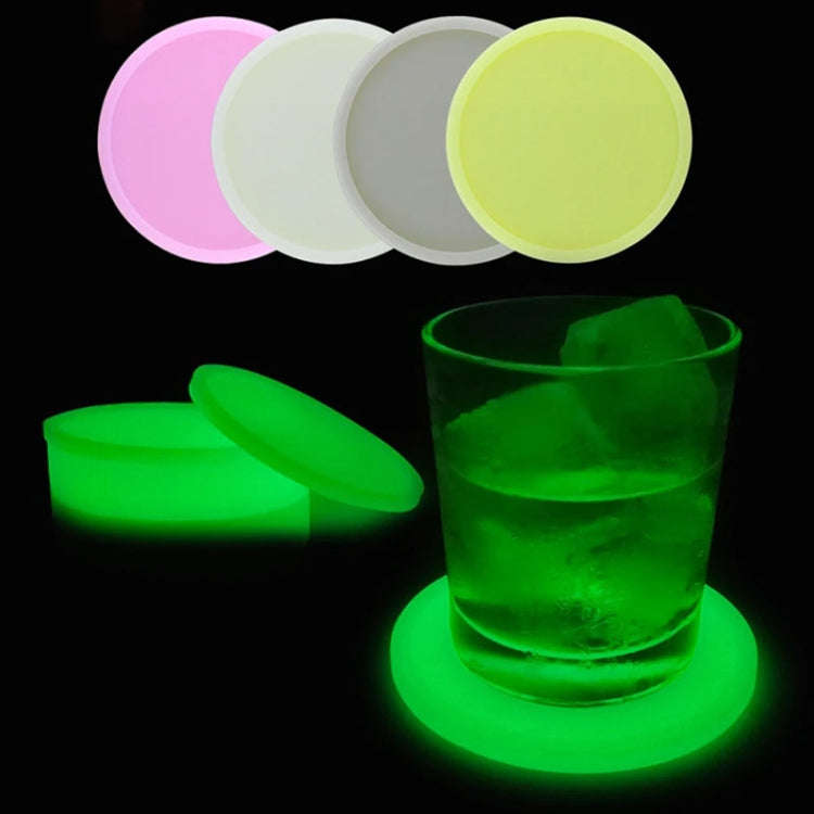 Round Luminous Silicone Coaster Thermal Insulation Cushion Anti-Scald Glowing Coffee Coasters(Yel...