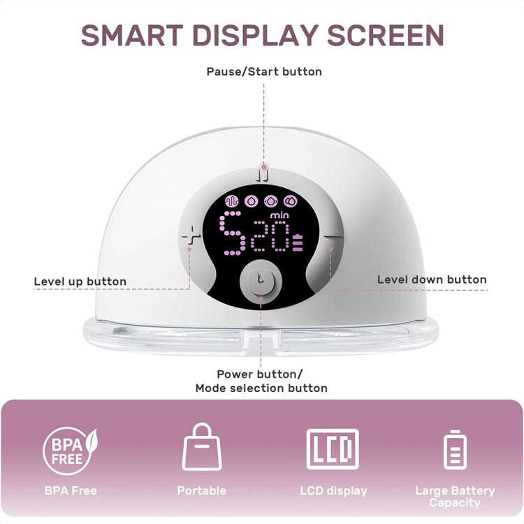 LCD Screen Smart Large Capacity Portable USB Charging Wearable Massage Breast Pump(S32)