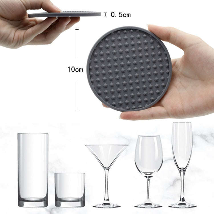 10cm Round Thickened Silicone Coaster Irregular Pyramid Shape Tea Cup Mat(Lotus Root Pink)