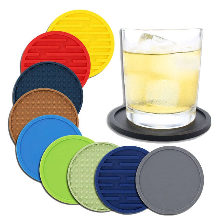10cm Simple Round Thickened Silicone Coaster Anti-Slip Heat Insulation Anti-Scald Tea Cup Table M...