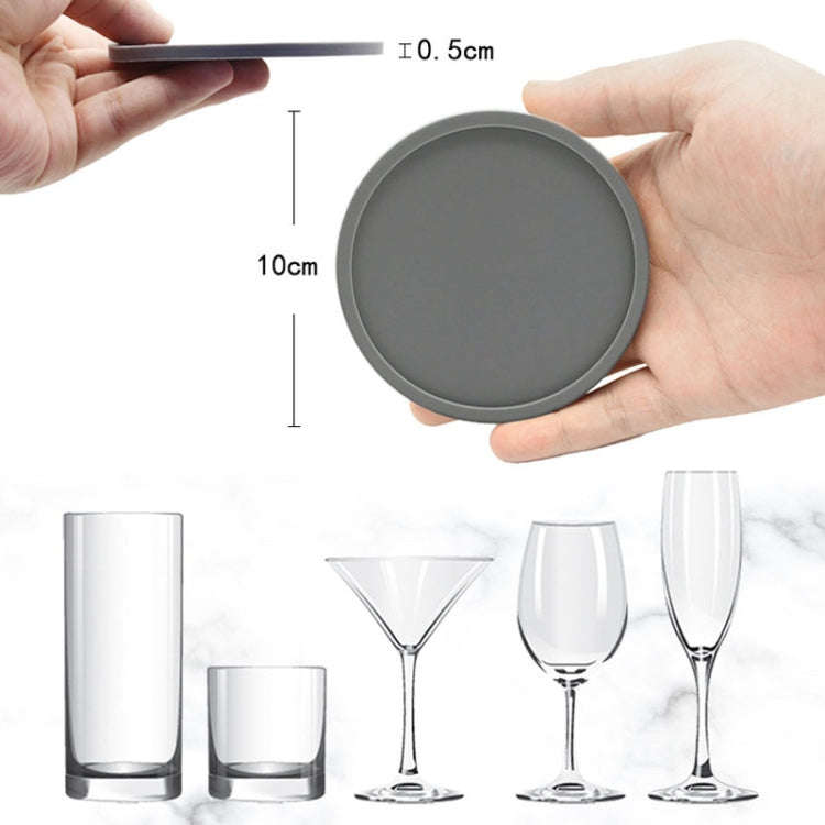 10cm Simple Round Thickened Silicone Coaster Anti-Slip Heat Insulation Anti-Scald Tea Cup Table M...