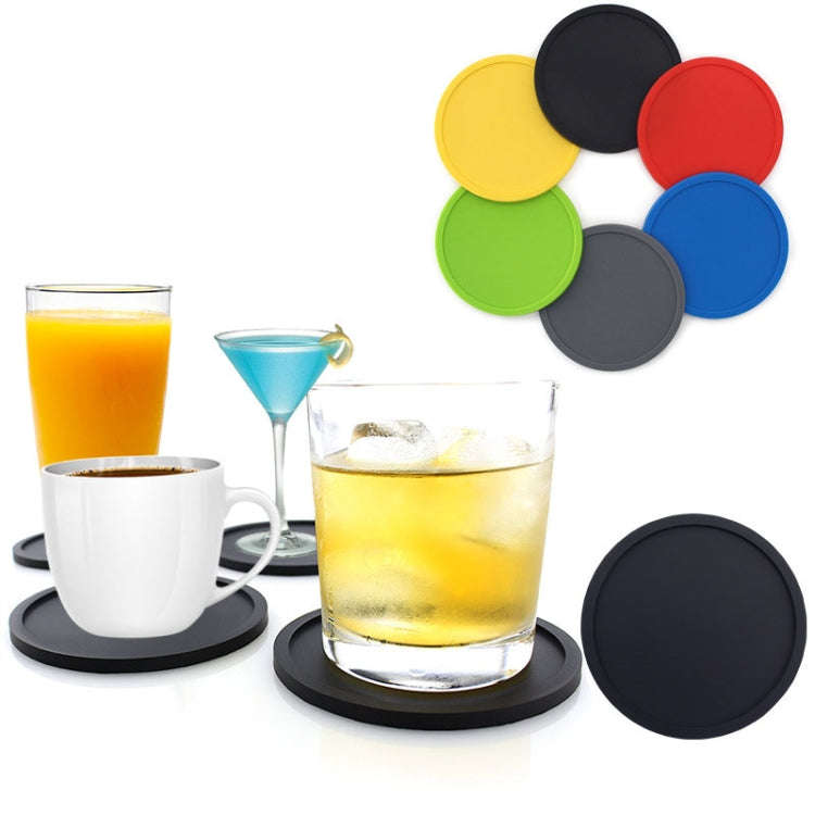 10cm Simple Round Thickened Silicone Coaster Anti-Slip Heat Insulation Anti-Scald Tea Cup Table M...
