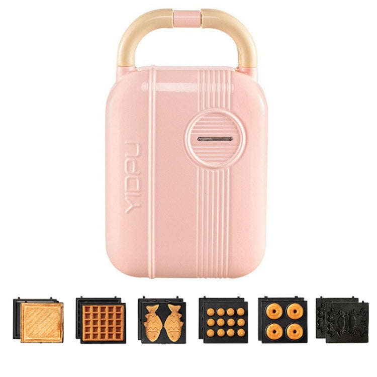 7 In 1 YIDPU Multifunctional Family Breakfast Maker Light Diet Sandwich Waffle Baker, CN Plug(Pink)
