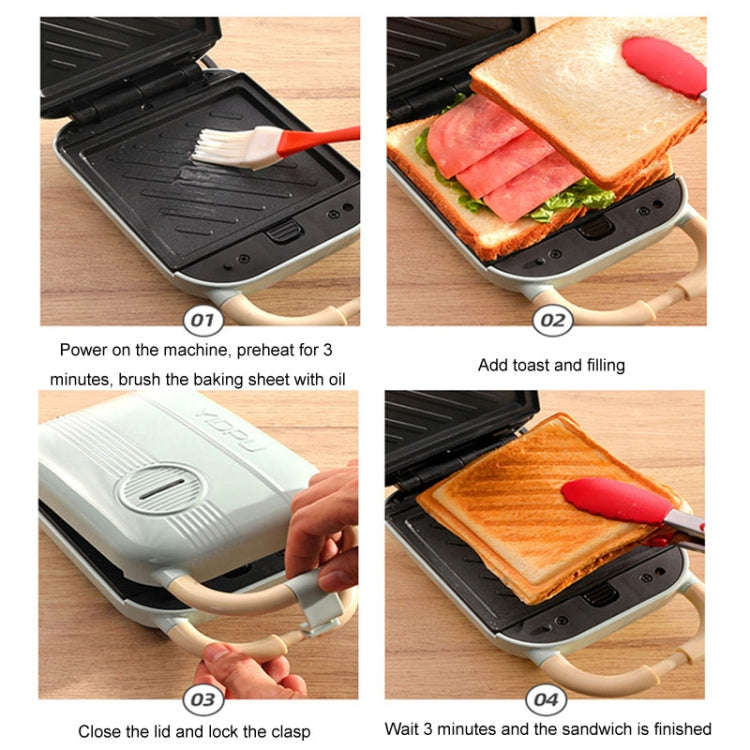 6 In 1 YIDPU Multifunctional Family Breakfast Maker Light Diet Sandwich Waffle Baker, CN Plug(Green)