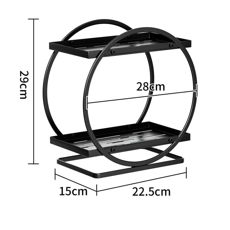 2 Tier Cosmetic Display Tray Makeup Organizer and Storage for Dresser Bathroom(Black with Gold)