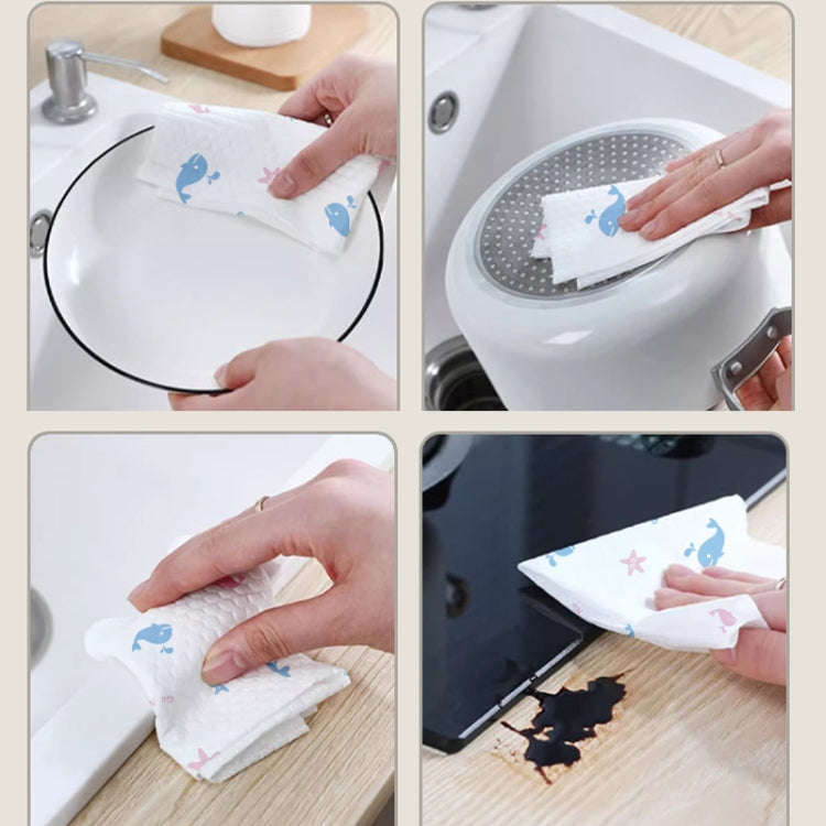 50pcs /Bag Hanging Disposable Rag Kitchen Wet And Dry Dual-use Dishcloths Towels