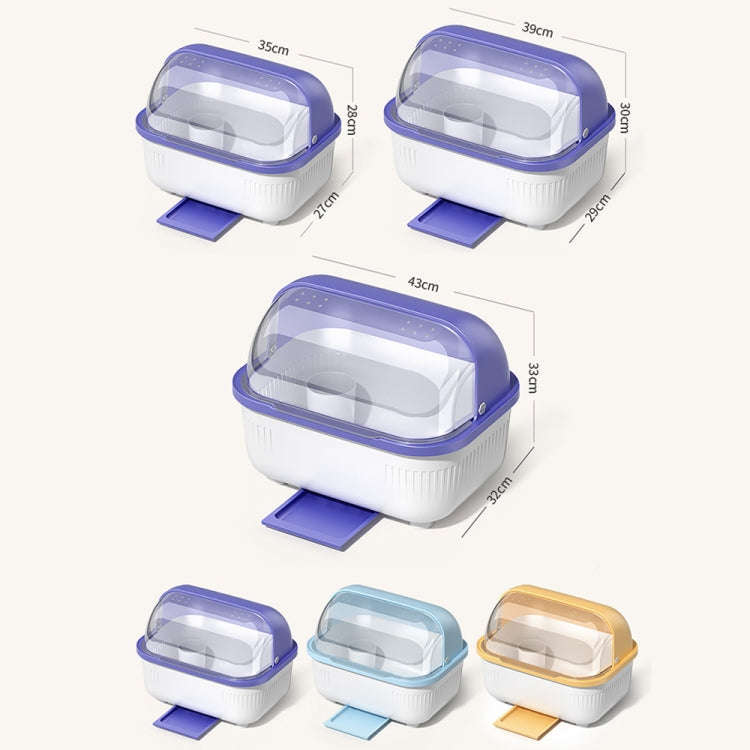 Household Dustproof Kitchen Tableware Storage Box Tableware Drain Rack, Spec: XL (Blue)