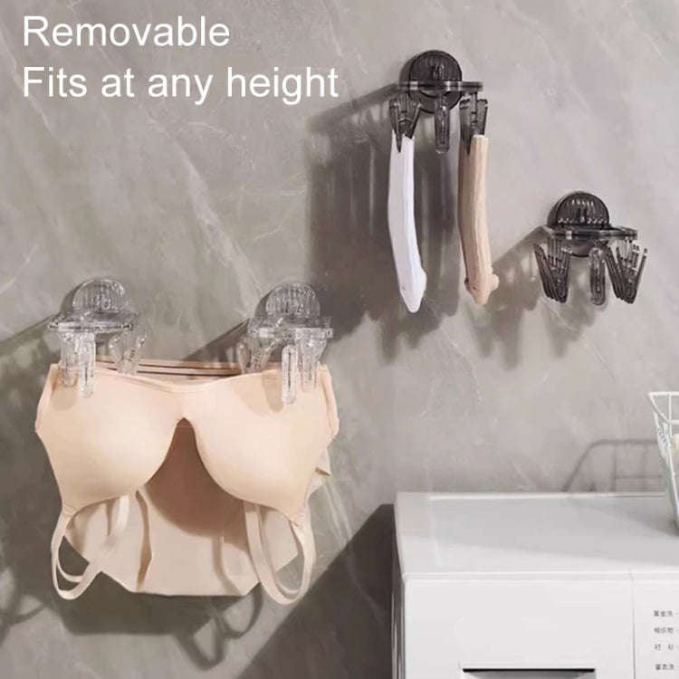 Suction Cup Clothes Rack Multi Clips Wall Mounted Indoor Outdoor Balcony Multifunctional Folding ...