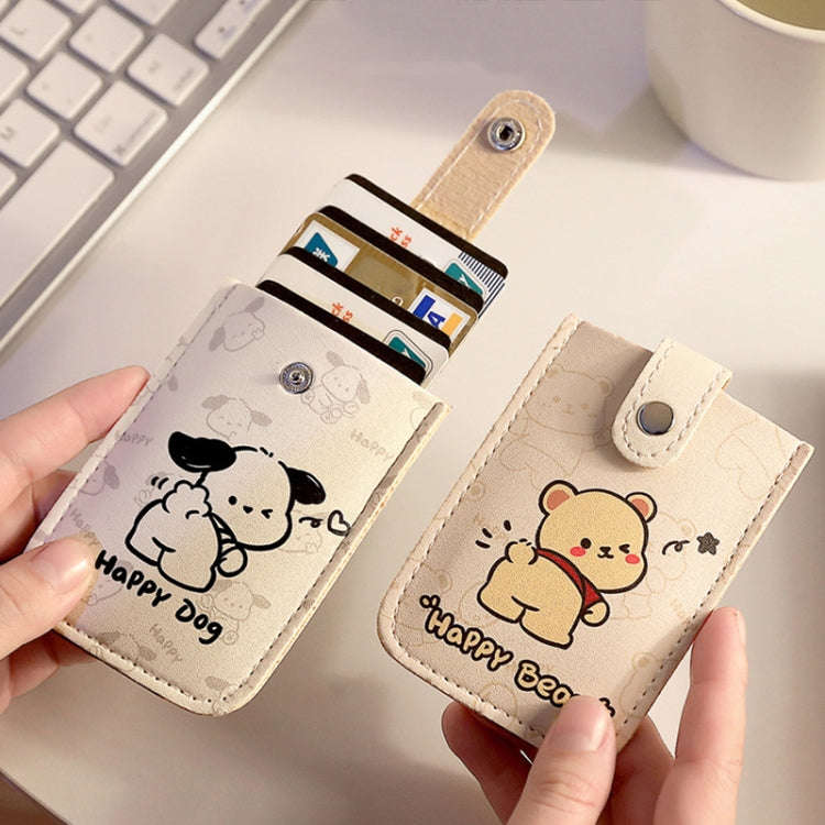 Pull-out Multi-card Slot ID Card Holder  Large Capacity Cartoon Card Bag, Color: Bear