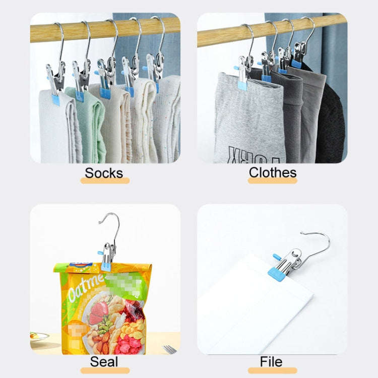 5pcs /Pack Stainless Steel Flat Clip With Hook Anti-Scratch Catch Laundry Drying Holder(Beige)
