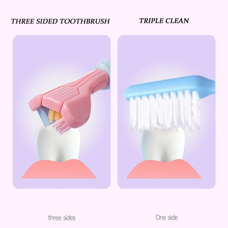 YALINA Three Sided Toothbrush Soft Hair 360 Degree V Shaped Toothbrush A22 Kids Pink