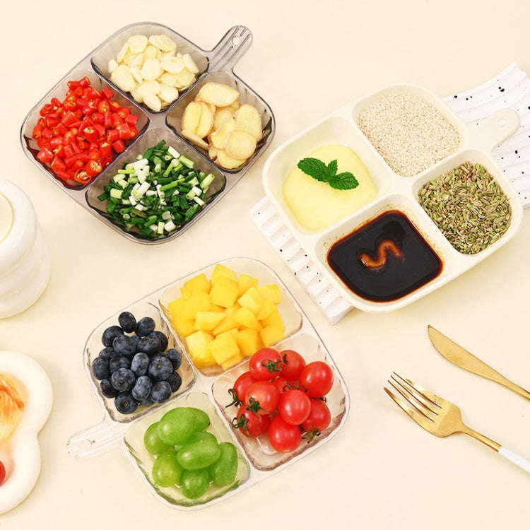 Multipurpose Quad Compartment Side Dish Kitchen Storage Spice Tray(Cream White)