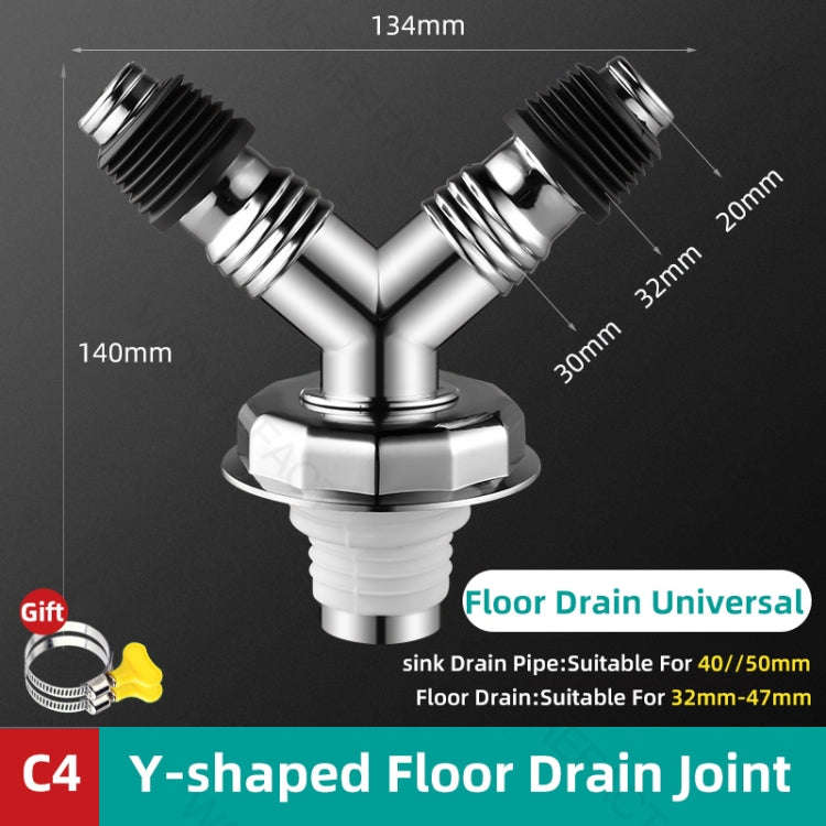 Y-shape Washing Machine Floor Drain Joint Pipe Connector, Spec: C4