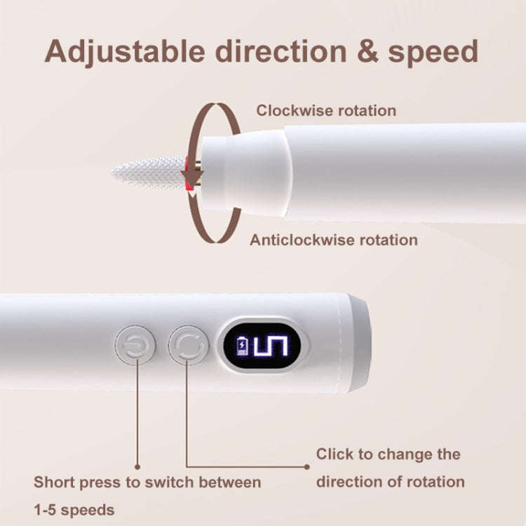 HX-10 LED Digital Display Multifunctional Nail Polisher Polishing and Exfoliating Manicure Tools(...