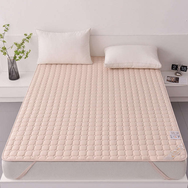 Soft And Breathable Soybean Cotton Thickened Non-Slip Mattress Pad, Size: 150x190cm(Square-Khaki)