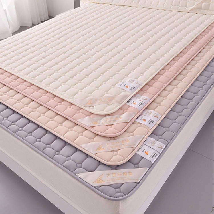 Soft And Breathable Soybean Cotton Thickened Non-Slip Mattress Pad, Size: 150x200cm(Square-Beige)
