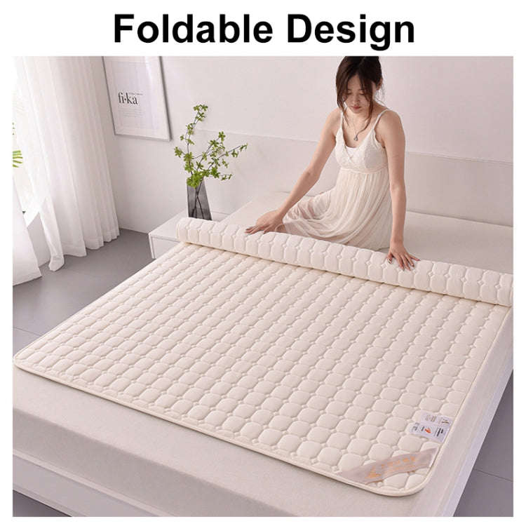 Soft And Breathable Soybean Cotton Thickened Non-Slip Mattress Pad, Size: 150x190cm(Square-Khaki)