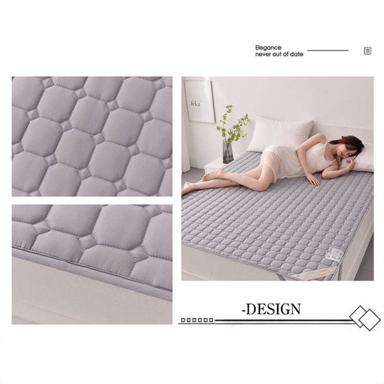 Soft And Breathable Soybean Cotton Thickened Non-Slip Mattress Pad, Size: 150x200cm(Square-Khaki)