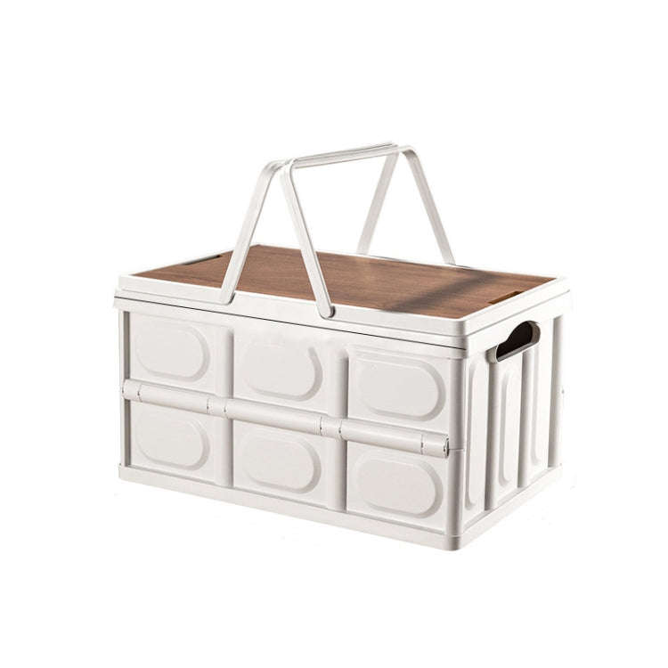 Foldable Outdoor Camping Storage Case Car Storage Box Organizer With Wooden Lid Small White