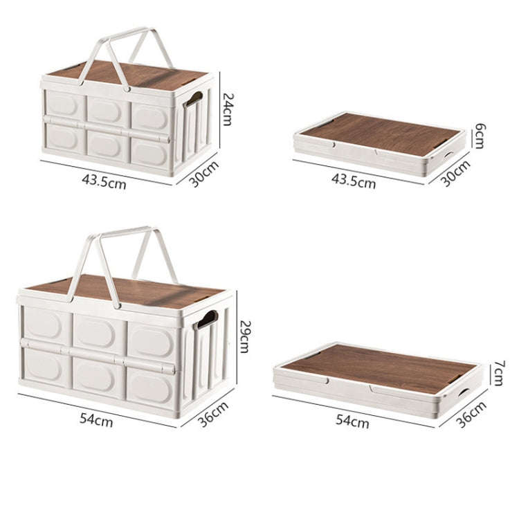 Foldable Outdoor Camping Storage Case Car Storage Box Organizer With Wooden Lid Large White