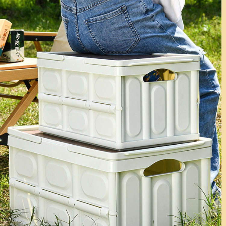 Foldable Outdoor Camping Storage Case Car Storage Box Organizer With Wooden Lid Large White
