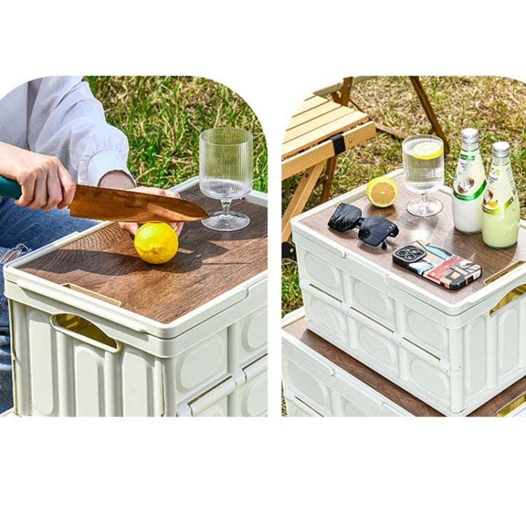 Foldable Outdoor Camping Storage Case Car Storage Box Organizer With Wooden Lid Large White