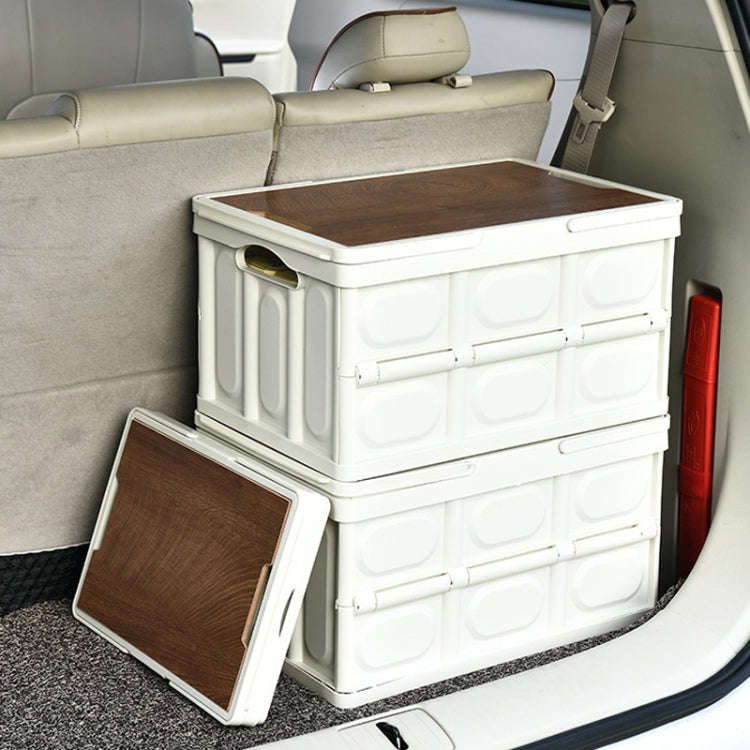 Foldable Outdoor Camping Storage Case Car Storage Box Organizer With Wooden Lid Large White