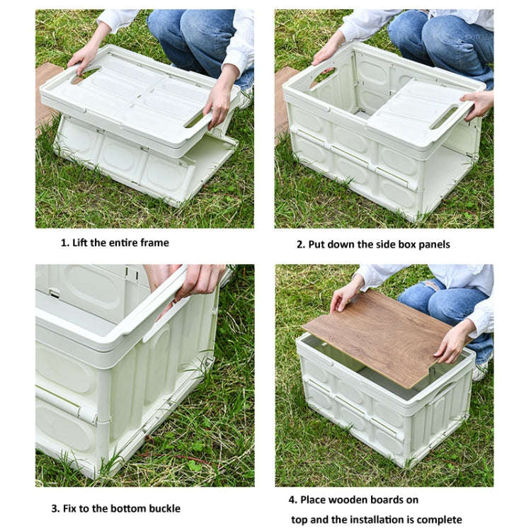 Foldable Outdoor Camping Storage Case Car Storage Box Organizer With Wooden Lid Small Black