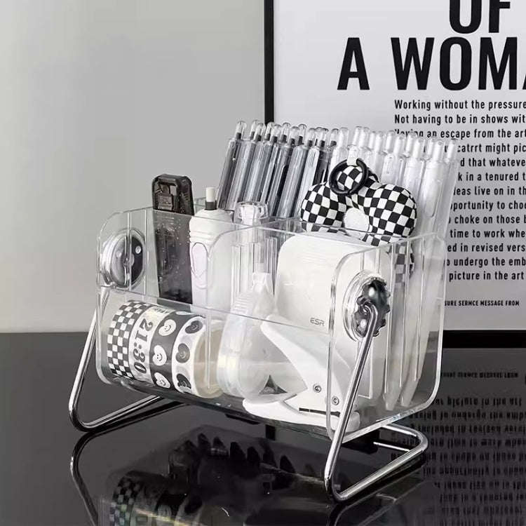 6-grid 360-degree Rotating Acrylic Remote Control Stationery Storage Box(Transparent)