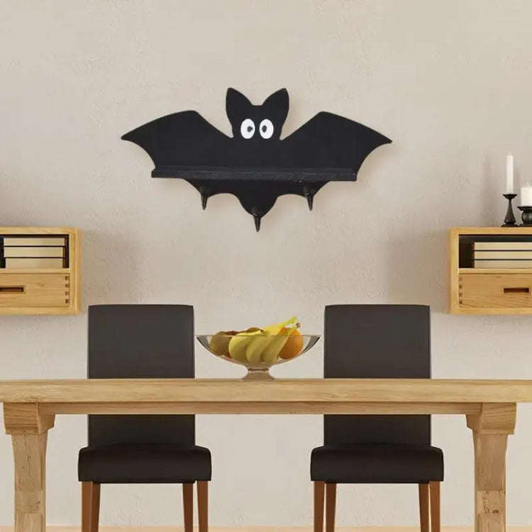 Cartoon Bat Shape Wooden Wall Mount Storage Rack Key Holder 35x17cm(White)