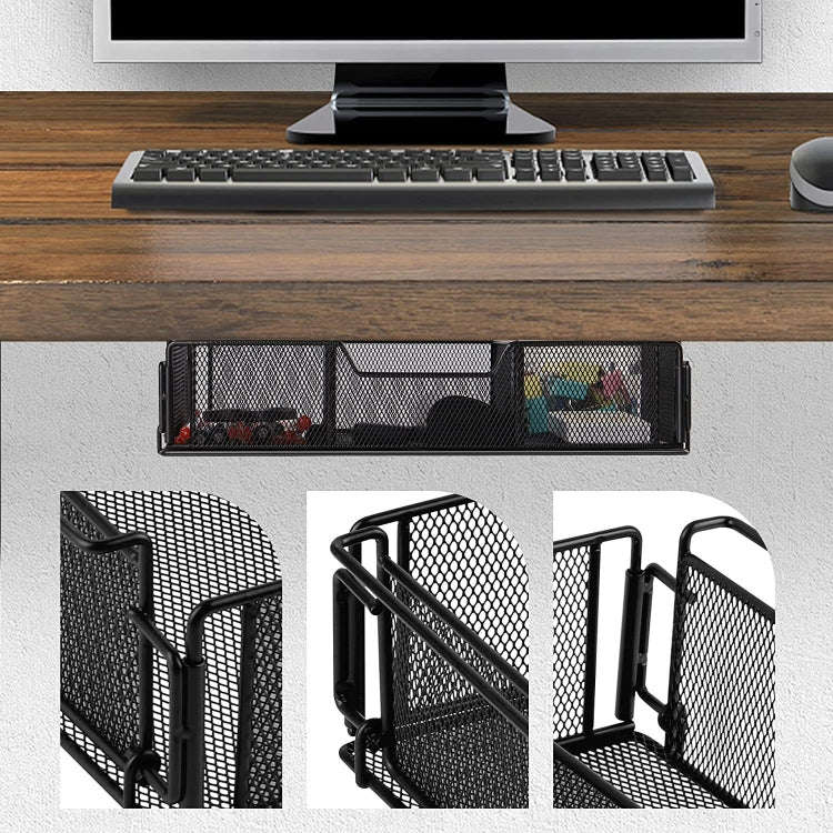 Under Desk Drawer Storage Organizer Desk Hidden Tray for Office Home(Black)