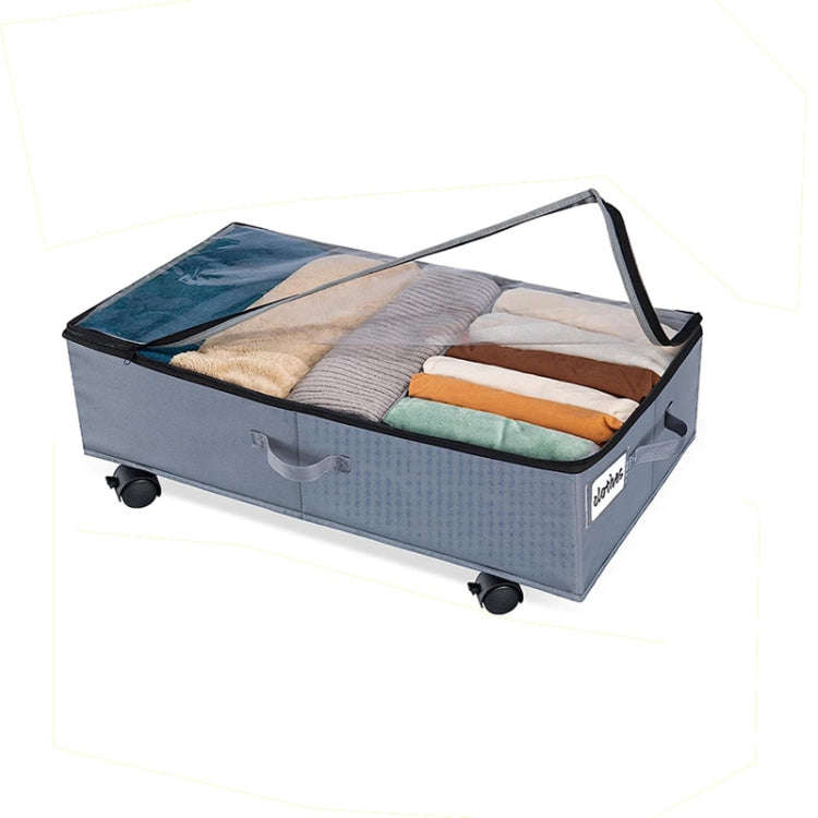Foldable Under Bed Clothes Shoes Storage Bins with Wheels & Handles 78x38x16cm, Spec: Transparent...