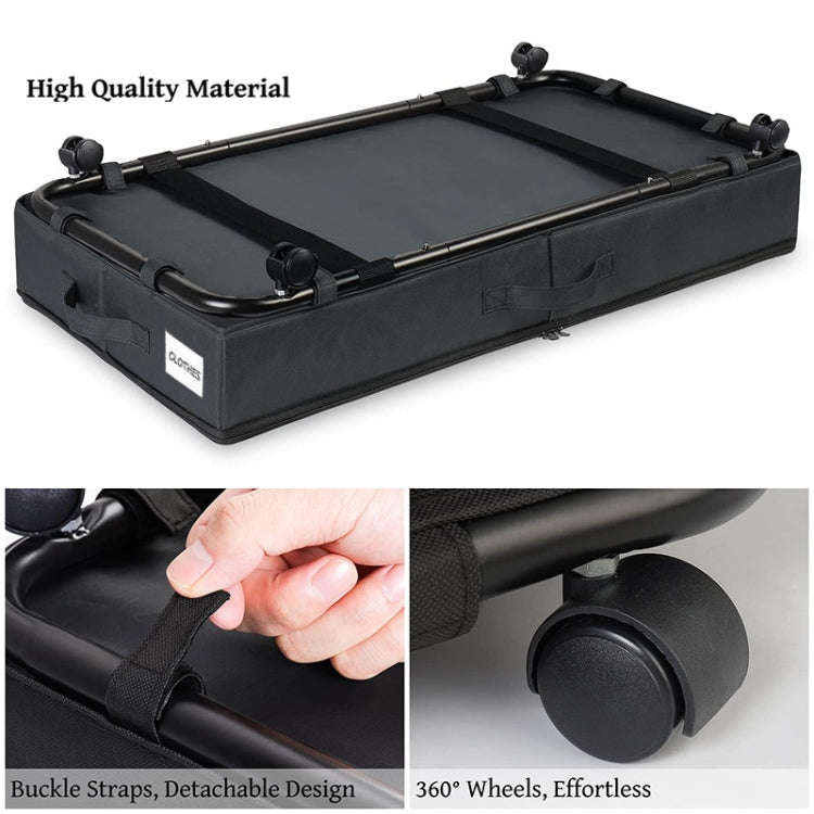 Foldable Under Bed Clothes Shoes Storage Bins with Wheels & Handles 78x38x16cm, Spec: Transparent...