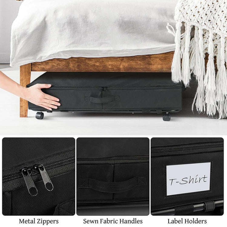 Foldable Under Bed Clothes Shoes Storage Bins with Wheels & Handles 78x38x16cm, Spec: Transparent...