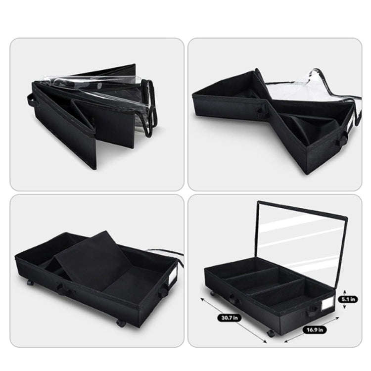 Foldable Under Bed Clothes Shoes Storage Bins with Wheels & Handles 78x38x16cm, Spec: Transparent...